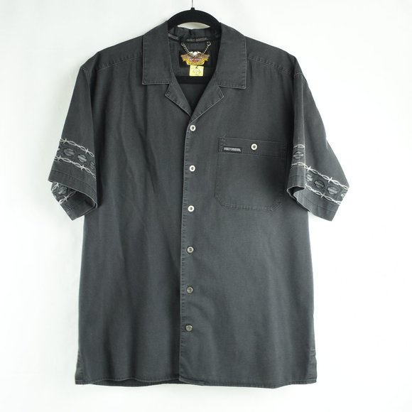 Harley Davidson Mens Short Sleeve Dress Shirt M - Picture 1 of 7